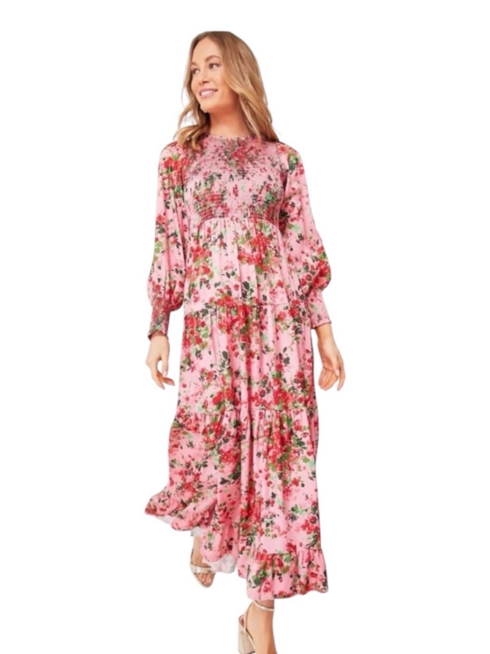 Tuckernuck Pink Floral Smocked Maxi Dress